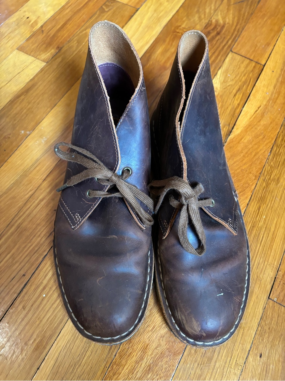 Clarks Brown Leather Lace Up Chukka Desert Ankle Boots Rubber Sole. Men's US 8